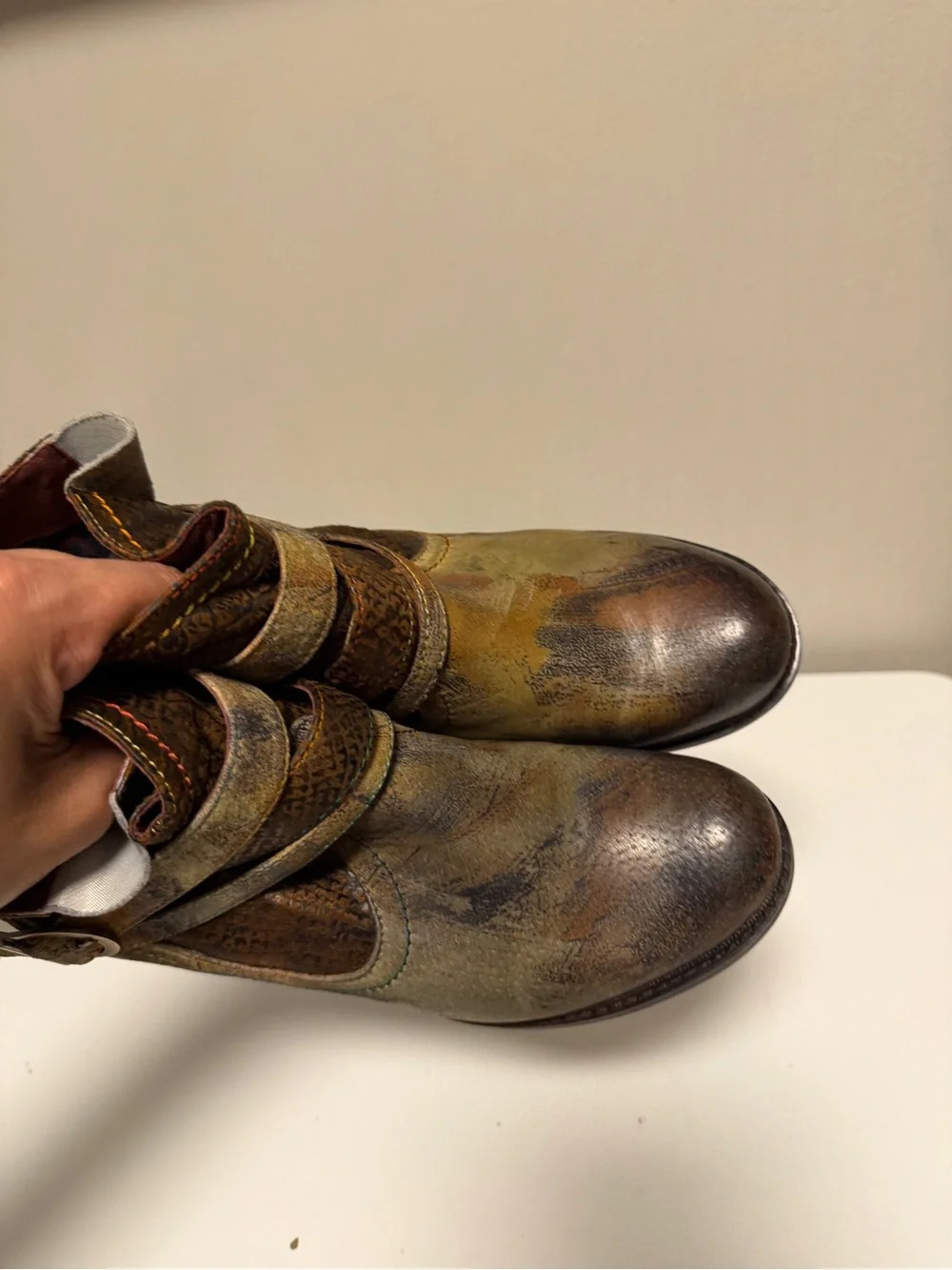 L'Artiste by Spring Step Shazzam New Camel Hand Painted Ankle Boots EU 39 US 8.5